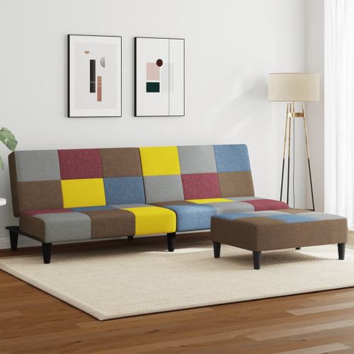 Vidaxl Canapé-Lit À 2 Places Avec Repose-Pied Patchwork Tissu