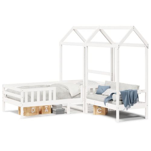 Vidaxl Ensemble De Lit Et De Banc Avec Toit Sans Matelas 80x200 Cm