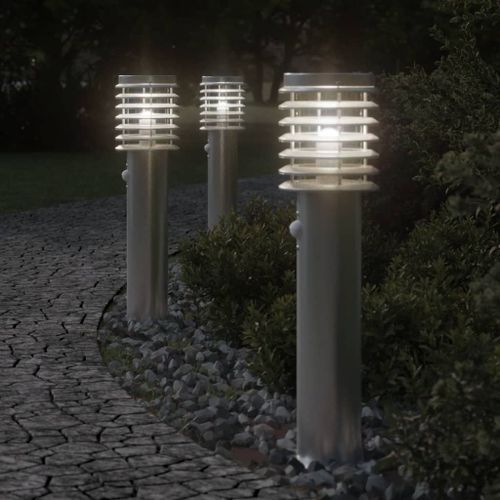 Vidaxl Lampadaire D'extérieur Avec Capteur Argenté Acier Inoxydable