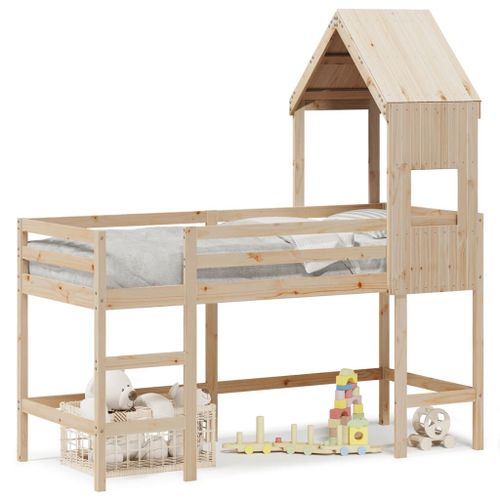 Vidaxl Lit Superposé Et Échelle Et Toit 90x190 Cm Bois De Pin Massif
