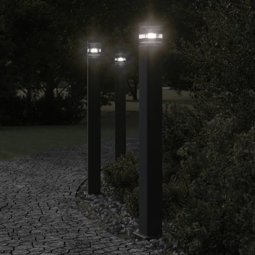 Vidaxl Lampadaires D'extérieur 3 Pcs Noir 110 Cm Aluminium