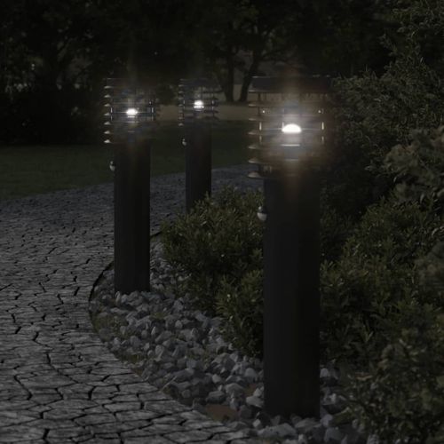 Vidaxl Lampadaires D'extérieur Et Capteurs 3 Pcs Noir Acier Inoxydable