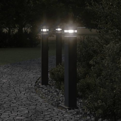 Vidaxl Lampadaires D'extérieur Avec Sortie 3 Pcs Noir 80 Cm Aluminium