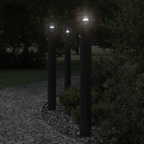 Vidaxl Lampadaires D'extérieur Et Capteurs 3 Pcs Noir Acier Inoxydable