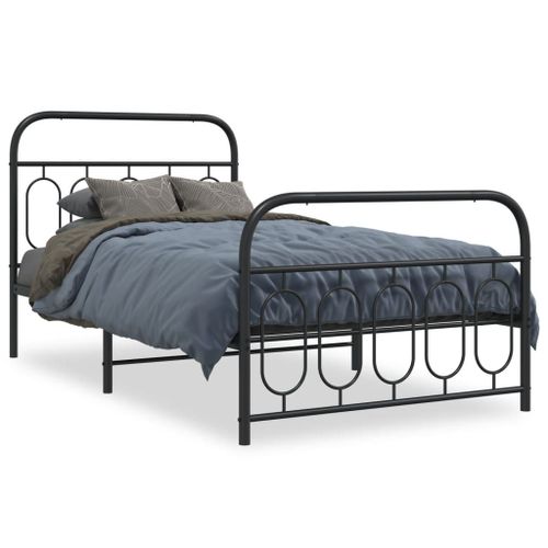 Vidaxl Cadre De Lit Métal Sans Matelas Avec Pied De Lit Noir 100x190cm