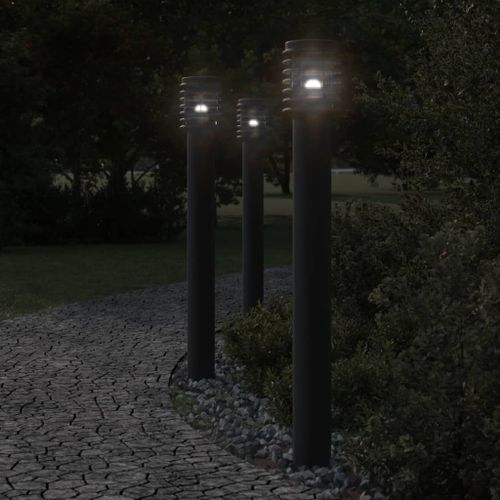 Vidaxl Lampadaire D'extérieur Avec Sortie Noir 110 Cm Acier Inoxydable