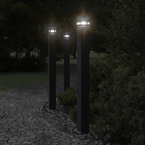 Vidaxl Lampadaires D'extérieur Avec Sortie 3 Pcs Noir 110 Cm Aluminium