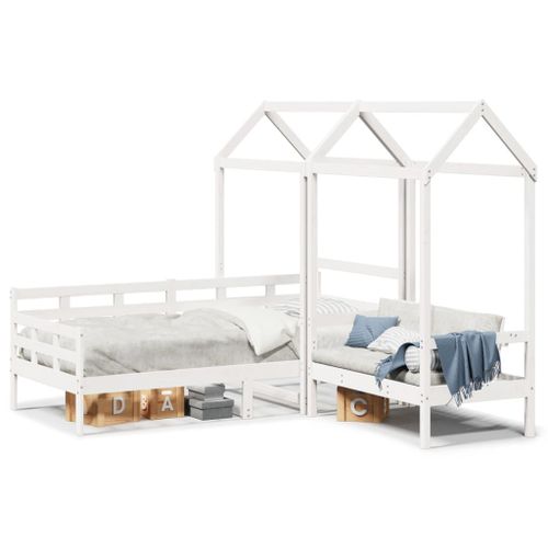 Vidaxl Ensemble De Lit De Jour Et De Banc Et Toit Sans Matelas Blanc
