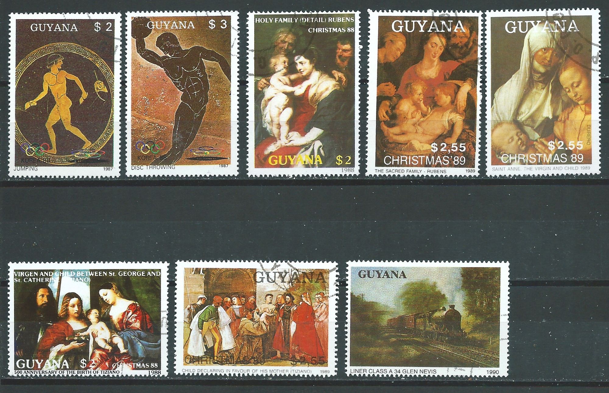 Timbres Guyana Guyane Lot De 8 Oblitérés 1987 À 1990 N° 1769fa 1769fb 2050v 2050x 2151k 2151l 2151n 2346