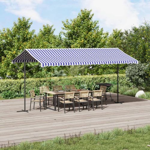 Vidaxl Auvent Autoportant Bleu Et Blanc 500x300 Cm Tissu Et Acier