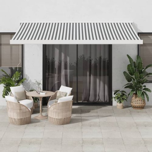 Vidaxl Auvent Rétractable Anthracite Et Blanc 4x3 M Tissu Et Aluminium
