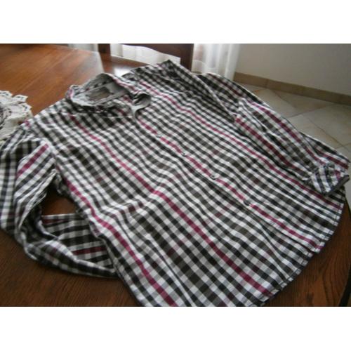 Chemise Manches Longues A Carreaux Blancs Noirs Bordeaux Taille Xl Marque Esprit