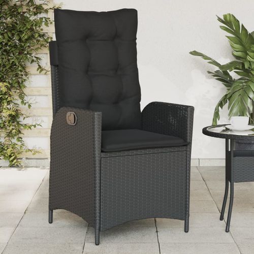 Vidaxl Chaise Inclinable De Jardin Avec Coussins Noir Résine Tressée