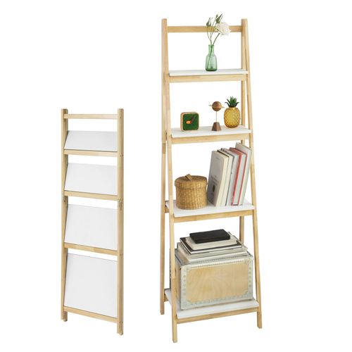Sobuy® Frg162-N Étagère Pliable Style Échelle Étagère De Rangement Étagère À Livres Avec 4 Niveaux De Rangement - 42x34x136cm