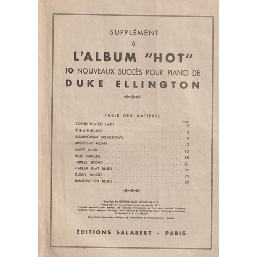 Duke Ellington Supplément À L Album "Hot"