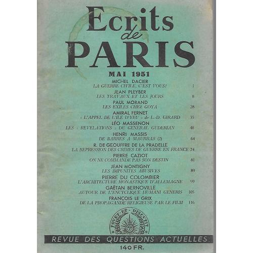 Ecrits De Paris - N° 79 - Mai 1951
