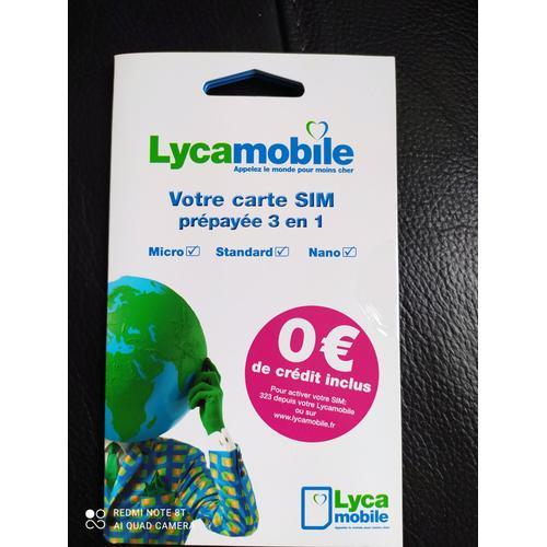 Toutes les cartes sim prépayées Lycamobile France