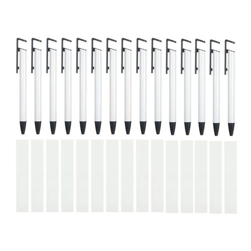 15 Stylos De Sublimation Vierges Avec Film Rétractable Support De Téléphone Portable Stylo À Bille Pour Stylo De Transfert De Chaleur Vierge De Sublimation