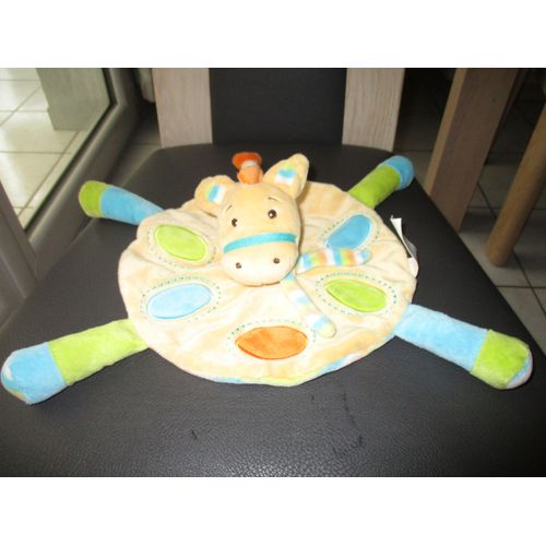 Doudou Plat Cheval/Âne/Poney Bleu/Vert/Orange Kimbaloo