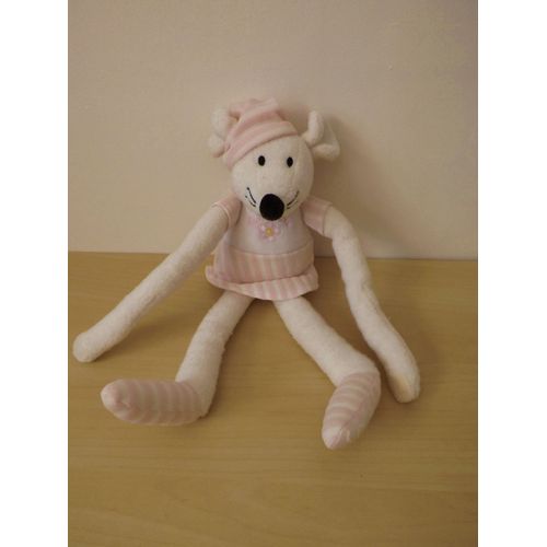 Doudou Peluche Souris Blanche Rose Luminou