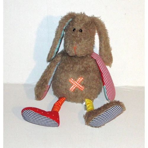 Doudou Lapin Sigikid Peluche Lapinou Bras Vichy Rouge 30 Cm