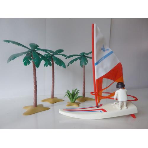 Playmobil Planche À Voile Avec Surfeur, 3 Palmiers, 1 Plante Grasse