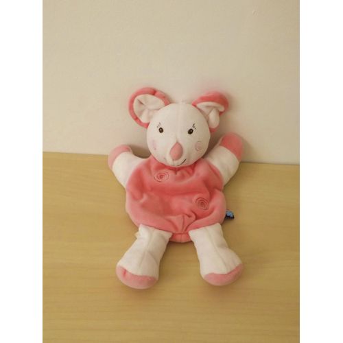 Doudou Souris Blanche Rose Spirales Sucre D'orge