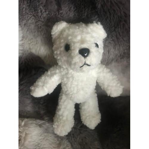 Peluche Doudou Ours Blanc Style Mouton Triste 17 Cm