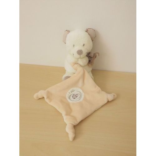 Doudou Ours Beige Blanc Mon Coeur Pommette