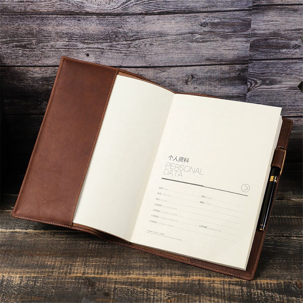 Couverture De Carnet En Cuir PU Fait Main - Porte-stylo, Poches Intérieures, Style Vintage Pour école/bureau