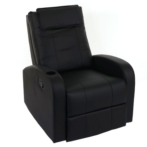 Fauteuil De Télévision Durham, Fauteuil Relax, Chaise Longue, Similicuir   Noir