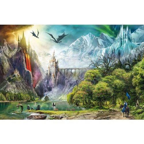 Puzzle Adulte : Au Pays Des Dragons 3000 Pieces - Collection Chateau Montagne Lac - Animaux Fantastique Ravensburg