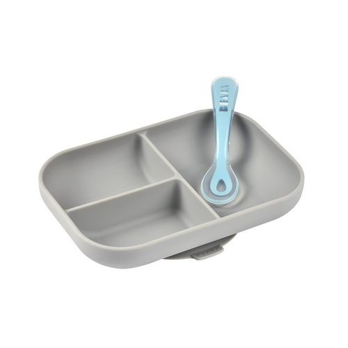 Set Repas Silicone 2 Pièces Comp - Grey