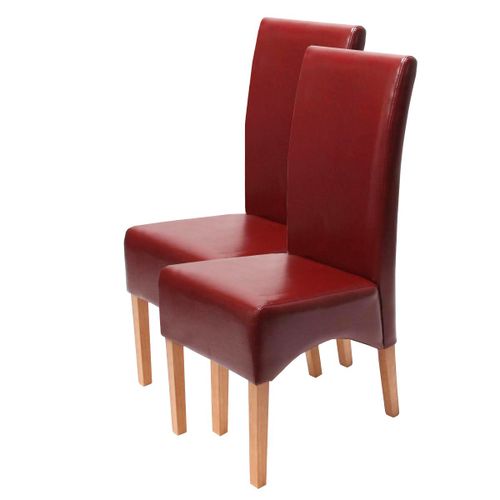 Lot De 2 Chaises Latina, Salle À Manger, Cuir Reconstitué   Rouge, Pieds Clairs