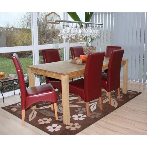 Lot De 6 Chaises Latina, Salle À Manger, Cuir Reconstitué   Rouge, Pieds Clairs