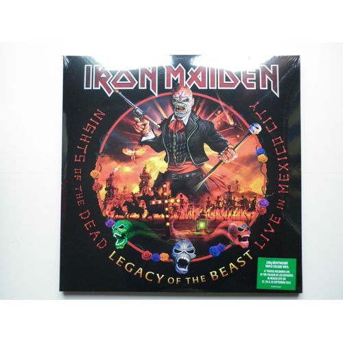 Iron Maiden Album Triple 33tours Vinyles Nights Of The Dead, Legacy Of The Beast Live In Mexico Vinyle Couleur