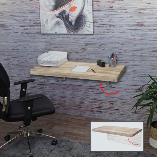 Table Murale Hwc-H48, Table Pliante Murale En Bois Massif   100x50cm Couleur Naturelle