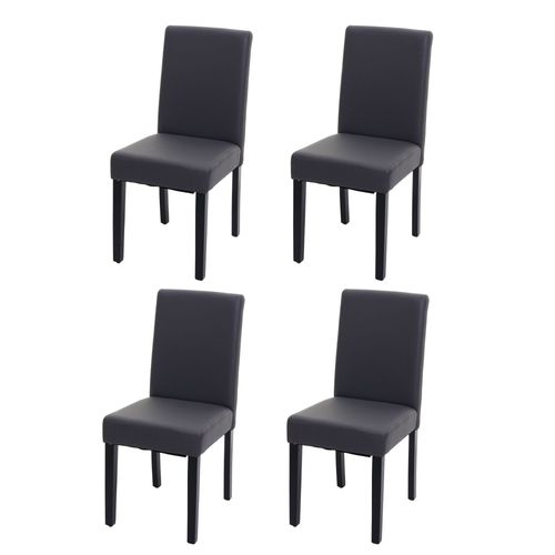 4x Chaise De Salle À Manger Chaise De Cuisine Littau   Similicuir, Gris Mat, Pieds Foncés