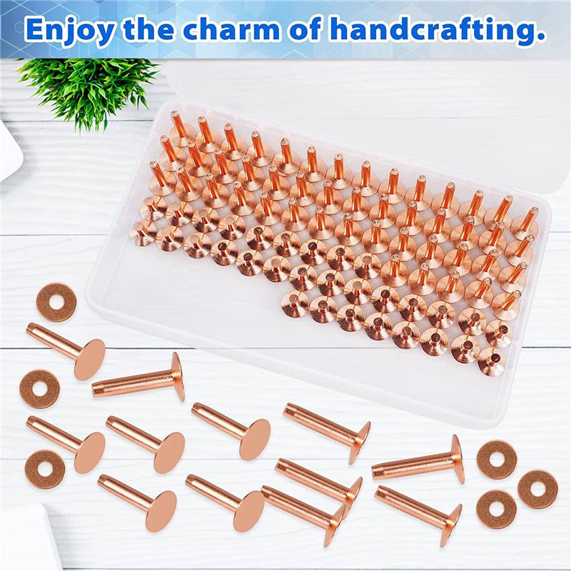 154 Pices De Rivets En Cuivre Pour Cuir, Rivets En Cuir Lis... - 4