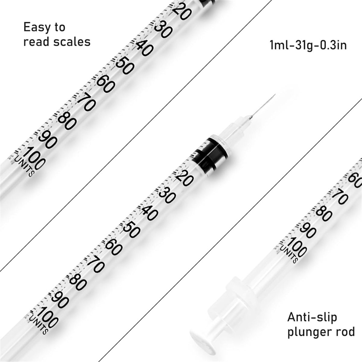 Seringue Insvlin 1 Ml/Cc, Seringues U-100 Avec Bote De 31g ... - 2