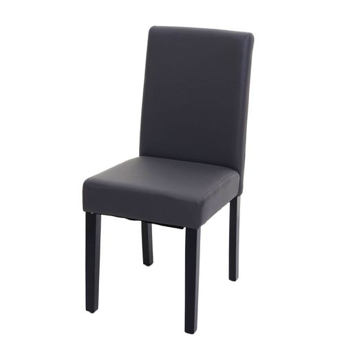 Chaise De Salle À Manger Littau, Chaise De Cuisine, Similicuir   Gris Mat, Pieds Foncés
