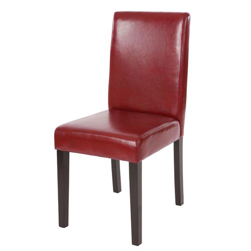 Chaise De Salle À Manger Littau, Chaise De Cuisine, Cuir   Rouge, Pieds Foncés