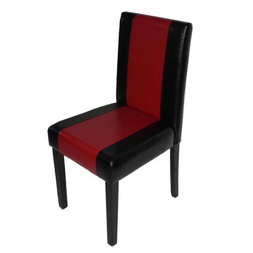 Chaise De Salle À Manger Littau, Chaise De Cuisine, Similicuir   Noir/Rouge, Pieds Foncés