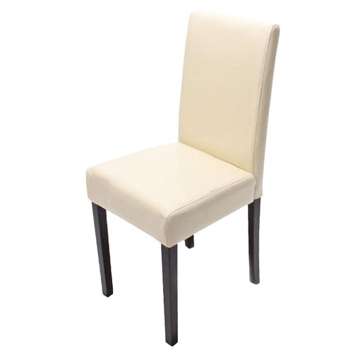 Chaise De Salle À Manger Littau, Chaise De Cuisine, Cuir   Crème, Pieds Foncés