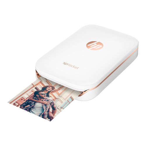 HP Sprocket Photo - Imprimante - couleur - zinc - 50 x 76 mm jusqu'à 0.67 min/page (couleur) - capacité : 10 feuilles - Bluetooth 3.0 - blanc - avec Papier photo HP ZINK Sticky-Backed (10...