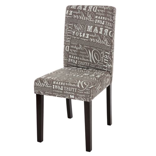 Chaise De Salle À Manger Littau, Chaise De Cuisine, Tissu/Textile   Écriture Gris, Pieds Foncés