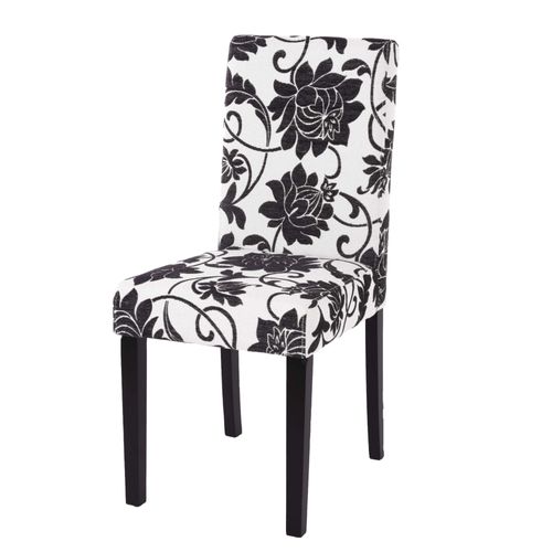 Chaise De Salle À Manger Littau, Chaise De Cuisine, Tissu/Textile   Noir Jacquard, Pieds Foncés