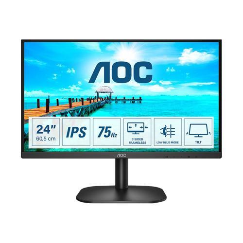 AOC 24B2XD - Écran LED - 24" (23.8" visualisable) - 1920 x 1080 Full HD (1080p) @ 75 Hz - IPS - 250 cd/m² - 1000:1 - 4 ms - DVI, VGA - noir