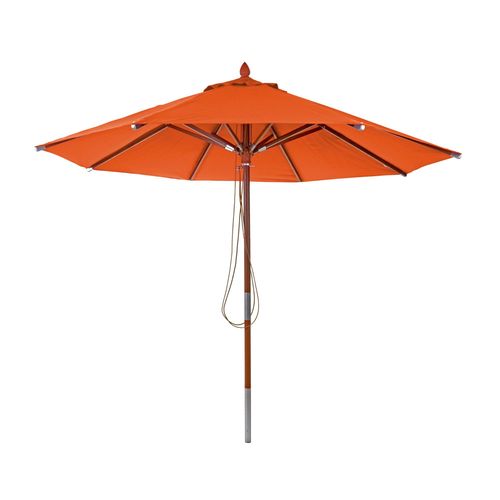 Parasol En Bois Hwc-C57, Parasol De Jardin, Polyester/Bois 14kg, Corde Ronde Ø3m Antichoc   Terre Cuite