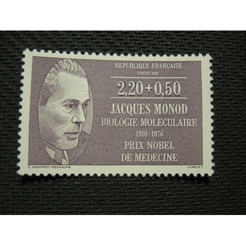 Timbre "Jacques Monod - Biologie Moléculaire" 1987 - Y&t N° 2459